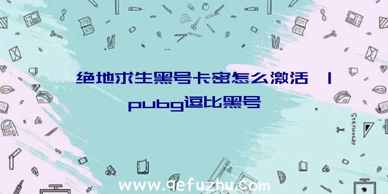 「绝地求生黑号卡密怎么激活」|pubg逗比黑号